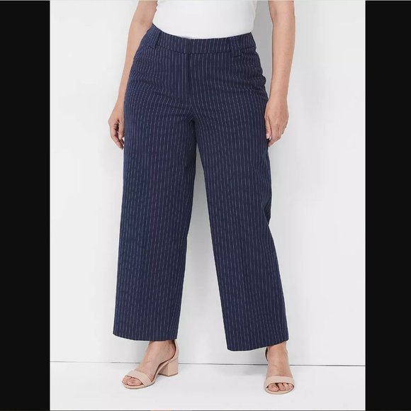 Lane Bryant Pants - LANE BRYANT Women's Modern Wide Ankle Leg Pants Size 20 in Navy Pin Stripe